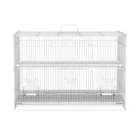 Colivie pentru Pasari din Metal cu Stinghii, Boluri pentru Mancare si Maner, 60x41x41cm, Alb(m-11)