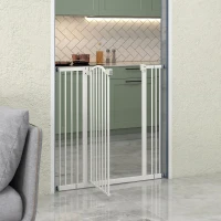 PawHut Poartă extensibilă pentru câini cu 4 șuruburi ajustabile, din metal și plastic, 74-100x94 cm, alb(m-9)