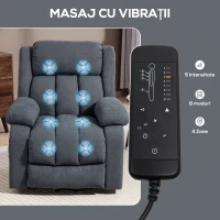 HOMCOM Fotoliu Electric cu Ridicare și Reclinare 135° în Material Textil Efect In cu Suport Picioare, Gri Închis(m-5)