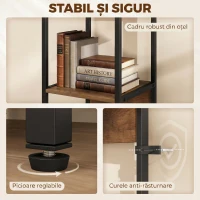 HOMCOM Bibliotecă cu 6 Rafturi, Finisaj Lemn Maro(m-6)