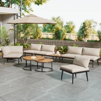Modular Garden Sofa Set with Washable Zip-Off Cushion Covers, Versatile Garden Lounge Set for Patio, 160L × 64W × 75H cm, Gray(m-4)