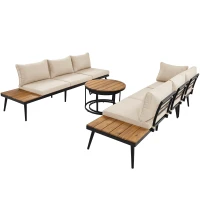 Modular Garden Sofa Set with Washable Zip-Off Cushion Covers, Versatile Garden Lounge Set for Patio, 160L × 64W × 75H cm, Gray(m-13)
