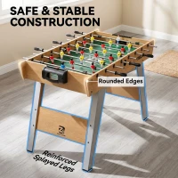 SPORTNOW 4ft Table Football, Foosball Game Table with 22 Players, 2 Balls and Manual Scorers for Family, Natural Wood Finish(m-8)