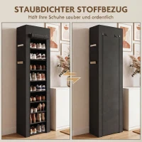 HOMCOM Metalen schoenenrek met stofdichte stoffen hoes, voor 20 paar schoenen, 45 x 30 x 175 cm, zwart(m-6)