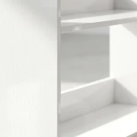 HOMCOM Boekenkast met 7 Lagen, L-vormig Hoekrek met Anti-slip Achterwand, Wit met Houtlook(m-14)