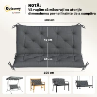 Outsunny Pernă de Grădină în Stil Capitonat pentru 2 Persoane, cu 6 Legături, din Bumbac și Poliester, 150x98x8 cm, Gri Închis(m-3)