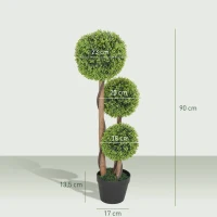 HOMCOM Kunstbuxus 2-delig, kunstplant, realistisch uiterlijk, voor buiten, groen + zwart(m-3)