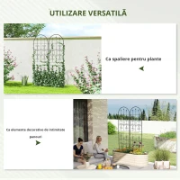 Outsunny Set de 2 Suporturi pentru Plante Cățărătoare, Trelițe de Grădină, pentru Legume, Viță-de-vie, Flori, din Metal, 50 x 180 cm, Negru(m-6)