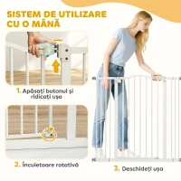 PawHut Poartă extensibilă pentru câini cu 4 șuruburi ajustabile, din metal și plastic, 74-100x94 cm, alb(m-6)