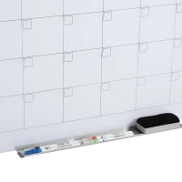 Vinsetto kalenderbord glasplaat met 4 glasclip markers gum aluminium pennenhouder magneetbord voor maandplanning magnetische weekplanner planbord wit 90 x 60 x 0,2 cm(m-7)