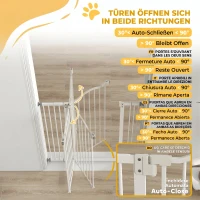 PawHut Poartă extensibilă pentru câini cu 4 șuruburi ajustabile, din metal și plastic, 74-100x94 cm, alb(m-5)