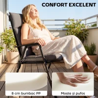 Outsunny Set de 4 Perne de Scaune de Terasă cu Șnururi,  Poliester, Bumbac PP, 111,5 x 53 x 8 cm, Gri Închis(m-4)