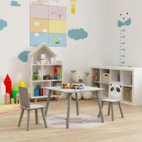 ZONEKIZ Ensemble table et chaises pour enfants, table pour enfant avec 2 chaises, motif animaux pour chambre à coucher gris(m-2)