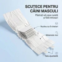 PawHut Scutece pentru Câini Masculi, 48 Bucăți cu Bandă Elastică Reglabilă, 62 x 20 cm, Alb(m-4)