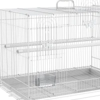 Colivie pentru Pasari din Metal cu Stinghii, Boluri pentru Mancare si Maner, 60x41x41cm, Alb(m-10)