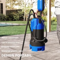 Outsunny Pompă de evacuare apă încărcată/curată debit 20000L/H 750W adâncime maximă 7m întrerupător cu plutitor 17x16x36cm negru(m-4)