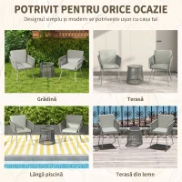 Outsunny Set de Exterior cu Măsuță din Sticlă și 2 Scaune de Grădină din Ratan Stil Boho, Gri Deschis(m-7)
