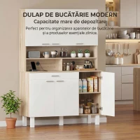 HOMCOM Dulap cu sertar, rafturi și orificii pentru cabluri, alb, ideal pentru bucătărie.(m-8)