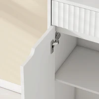 HOMCOM Meuble de salle de bain haut, 2 portes à fermeture douce, tiroir, 3 compartiments ouverts et étagères réglables, blanc(m-13)