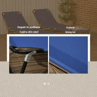 Outsunny Set de 2 șezlonguri pliante pentru grădină cu spătar reglabil în 5 poziții până la 120kg(m-7)