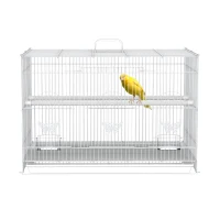 Colivie pentru Pasari din Metal cu Stinghii, Boluri pentru Mancare si Maner, 60x41x41cm, Alb(m-13)
