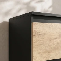 HOMCOM Cómoda 6 Gavetas Móvel de Arrumação sem Puxadores Design Minimalista 120x39x75 cm Preto e Carvalho(m-9)