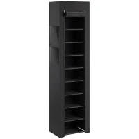 HOMCOM Metalen schoenenrek met stofdichte stoffen hoes, voor 20 paar schoenen, 45 x 30 x 175 cm, zwart(m-1)