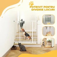 PawHut Poartă extensibilă pentru câini cu 4 șuruburi ajustabile, din metal și plastic, 74-100x94 cm, alb(m-8)