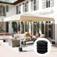 Outsunny Pavillon Standfuß 4 Stk. Gewicht Partyzelt Pavillongewicht befüllbar bis 5 kg Gewichte für Pavillon Beschwerer für Pavillons Ø25 x 6 cm Schwarz(m-10)