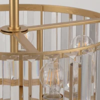 HOMCOM Semi Flush Mount Modern Crystal Chandelier Ceiling Light, Crystal Ceiling Light Fixture with E14 Base, Gold(m-9)