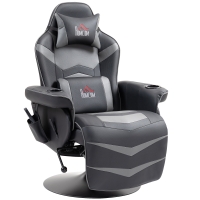 HOMCOM Relax Fauteuils, Stoel Met Massage, Voetsteun, Stalen Frame, voor Gamers, Grijs
