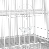 Colivie pentru Pasari din Metal cu Stinghii, Boluri pentru Mancare si Maner, 60x41x41cm, Alb(m-9)