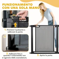 PawHut Cancellino per Cani Estensibile a Pressione con Chiusura Automatica, Acciaio e ABS, 75-82x76 cm, Nero(m-3)