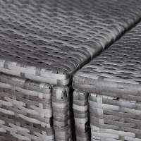 Outsunny Outdoor PE Rattan Garden Furniture with Cushioned, Patio Wicker Conversation Furniture Set, Round Daybed with Retractable Canopy, Coffee Table and Three Pillows, Grey/Blue Grey(m-7)
