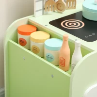 AIYAPLAY Set Cucina Giocattolo in Legno per Bambini da 3+ Anni con 15 Accessori, Verde(m-8)
