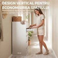 HOMCOM Comodă Înaltă cu Oglindă Rabatabilă pentru Dormitor, Alb(m-6)