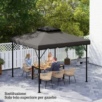 Outsunny Copertura per Gazebo 3x3 m a 2 Livelli con 8 Fori di Drenaggio, in Poliestere Grigio Chiaro e Scuro(m-7)