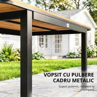 Outsunny Masă de Grădină pentru 6 Persoane, 127 x 70 cm, Masă de Exterior cu Blat cu Lamele din Lemn Plastic, Cadru Metalic(m-5)