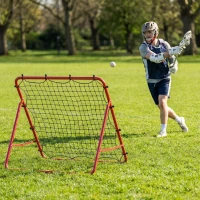 SPORTNOW Filet de Rebond Football Portable, 5 Angles Réglables en Acier et Nylon à Double Couche, 103x72x89cm, Rouge(m-9)