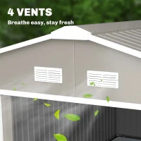 Outsunny 13 x 11ft Large Metal Storage Shed Sliding Doors - Warm Grey(m-9)