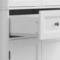 HOMCOM Keukenkast met 4 deuren, lade en verstelbare planken voor keuken, 80 x 39,5 x 186,4 cm wit(m-13)