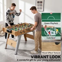 SPORTNOW 4ft Table Football, Foosball Game Table with 22 Players, 2 Balls and Manual Scorers for Family, Natural Wood Finish(m-9)