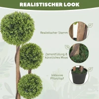 HOMCOM Kunstbuxus 2-delig, kunstplant, realistisch uiterlijk, voor buiten, groen + zwart(m-4)