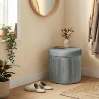 HOMCOM Puff Almacenaje Banco Almacenaje Plegable 35 L 38x38x38 cm Tapizado en Terciopelo Baúl de Almacenamiento Gris Oscuro(m-10)