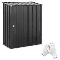 Outsunny Magazie de Gradina Pentru Unelte din Tabla de Otel cu Zavor, 161.5x94.5x196cm, Negru(m-1)