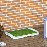 PawHut Toilette pour chien litière avec tapis en gazon artificiel plateau et panneau grillagé 63 x 48,5 cm(m-2)