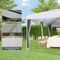 Outsunny Foisor de Gradina cu Plasa de Tantari, Alb, 3 X 6m(m-4)