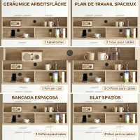 HOMCOM Dulap cu sertar, rafturi și orificii pentru cabluri, alb, ideal pentru bucătărie.(m-5)