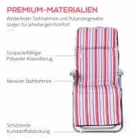 Outsunny ligstoel set met kussens opvouwbaar rood 60 x 75 x 65-102 cm(m-7)