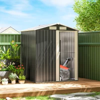 Outsunny Casetta da Giardino Porta Attrezzi in Acciaio, Tetto inclinato e 4 Prese d'Aria, 152x132x188cm(m-10)